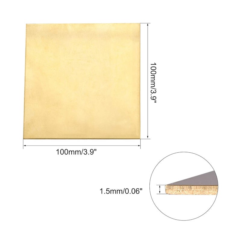 uxcell Brass Sheet, Metal Sheets Plates 3.9" Length x 3.9" Width x 0.06" Thickness - Image 2